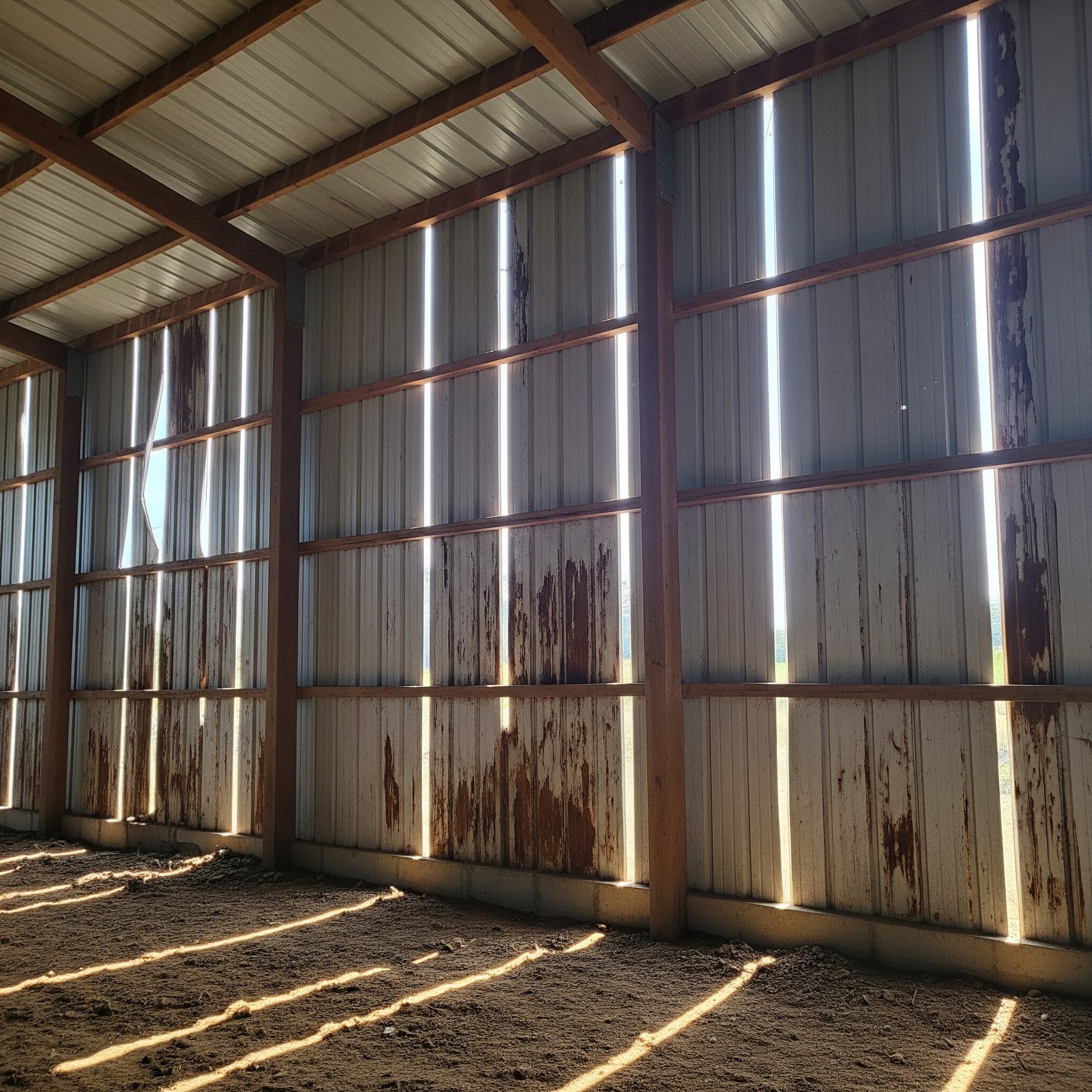 Before — uninsulated horse barn